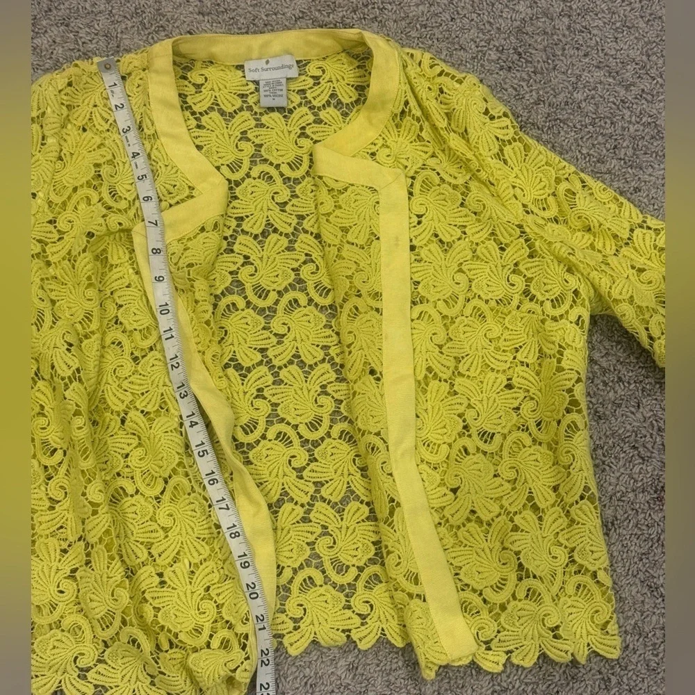 Soft Surroundings 100% Cotton Neon Lace jacket Size Medium - Picture 6 of 6